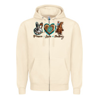 Sandshell peace love cowboy Zipper Hoodie - texasbilliewilder