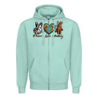Seafoam peace love cowboy Zipper Hoodie - texasbilliewilder