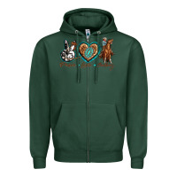Sports Green peace love cowboy Zipper Hoodie - texasbilliewilder