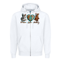 White peace love cowboy Zipper Hoodie - texasbilliewilder