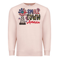 Pale Pink small town america Premium Sweatshirt - CowhideDigitalArt
