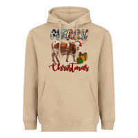 Mushroom Texas Longhorn Merry Christmas Heavyweight Hoodie - RanaPortraitStore