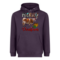 Plum Texas Longhorn Merry Christmas Heavyweight Hoodie - RanaPortraitStore