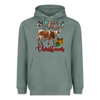 Sage Texas Longhorn Merry Christmas Heavyweight Hoodie - RanaPortraitStore