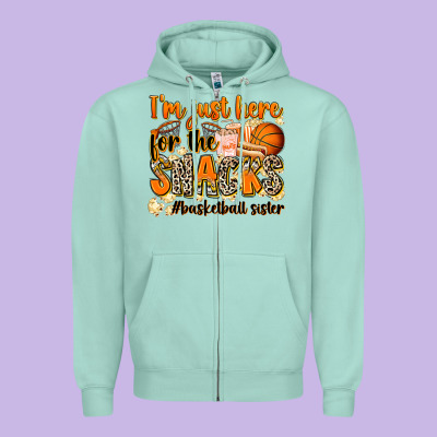 Im Just Here For The Snacks Basketball Sister Zipper Hoodie Designed By Zillion Design Studio