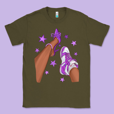 Purple Afro Girl Sneakers And Heels Classic Tee Designed By Texasbilliewilder