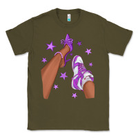 Army Green Purple Afro Girl Sneakers and Heels Classic Tee - texasbilliewilder