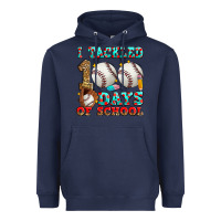 Navy i tackled 100 days of school baseball Heavyweight Hoodie - Zillion Design Studio