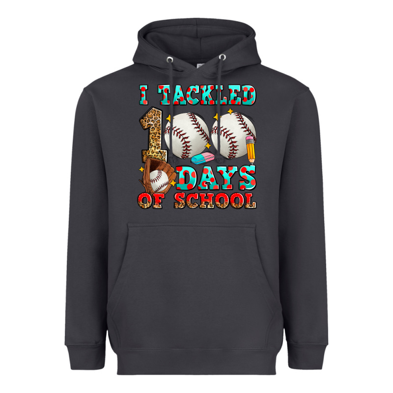 I Tackled 100 Days Of School Baseball Heavyweight Hoodie by Zillion Design Studio | Teevron