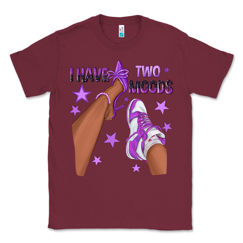 Purple I Have Two Moods Afro Girl Sneakers Classic Tee by texasbilliewilder | Teevron