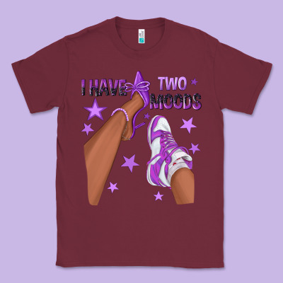 Purple I Have Two Moods Afro Girl Sneakers Classic Tee Designed By Texasbilliewilder