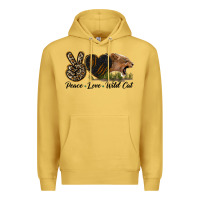 Antique Gold Peace Love Wild Cat Head Premium Hoodie - LillyAllenDesigns