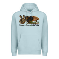 Blue Mist Peace Love Wild Cat Head Premium Hoodie - LillyAllenDesigns