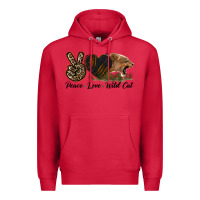 Cardinal Peace Love Wild Cat Head Premium Hoodie - LillyAllenDesigns