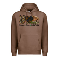 Chestnut Peace Love Wild Cat Head Premium Hoodie - LillyAllenDesigns