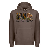 Coffee Peace Love Wild Cat Head Premium Hoodie - LillyAllenDesigns