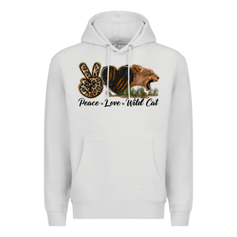 Peace Love Wild Cat Head Premium Hoodie by LillyAllenDesigns | Teevron