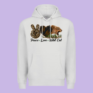 Peace Love Wild Cat Head Premium Hoodie Designed By Lillyallendesigns