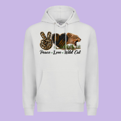Peace Love Wild Cat Head Premium Hoodie Designed By Lillyallendesigns