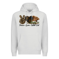 Dove Grey Peace Love Wild Cat Head Premium Hoodie - LillyAllenDesigns