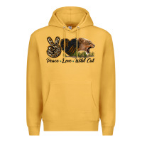 Mustard Peace Love Wild Cat Head Premium Hoodie - LillyAllenDesigns