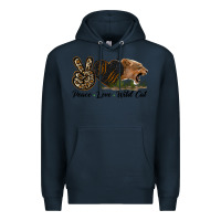 Navy Peace Love Wild Cat Head Premium Hoodie - LillyAllenDesigns