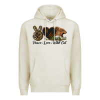 Oatmeal Heather Peace Love Wild Cat Head Premium Hoodie - LillyAllenDesigns
