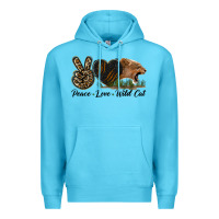 Ocean Blue Peace Love Wild Cat Head Premium Hoodie - LillyAllenDesigns