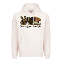 Pale Pink Peace Love Wild Cat Head Premium Hoodie - LillyAllenDesigns