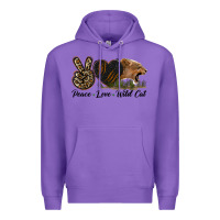 Purple Peace Love Wild Cat Head Premium Hoodie - LillyAllenDesigns