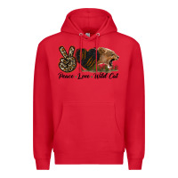 Red Peace Love Wild Cat Head Premium Hoodie - LillyAllenDesigns