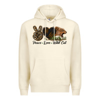 Sandshell Peace Love Wild Cat Head Premium Hoodie - LillyAllenDesigns