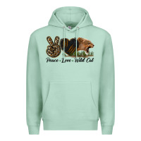 Seafoam Peace Love Wild Cat Head Premium Hoodie - LillyAllenDesigns