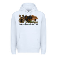 White Peace Love Wild Cat Head Premium Hoodie - LillyAllenDesigns