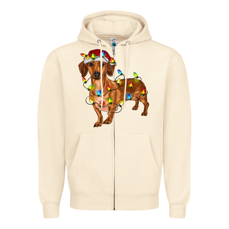 Dachshund Christmas Lights Zipper Hoodie by RanaPortraitStore | Teevron