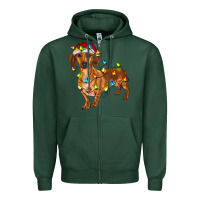 Sports Green Dachshund Christmas Lights Zipper Hoodie - RanaPortraitStore