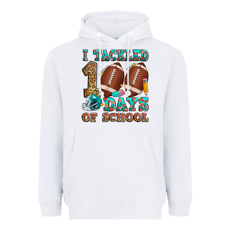 I Tackled 100 Days Of School American Football Heavyweight Hoodie by Zillion Design Studio | Teevron