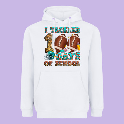 I Tackled 100 Days Of School American Football Heavyweight Hoodie Designed By Zillion Design Studio