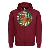 Burgundy Dachshund Christmas Tree Zipper Hoodie - RanaPortraitStore