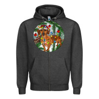 Charcoal Heather Dachshund Christmas Tree Zipper Hoodie - RanaPortraitStore