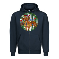 Navy Dachshund Christmas Tree Zipper Hoodie - RanaPortraitStore