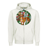 Oatmeal Heather Dachshund Christmas Tree Zipper Hoodie - RanaPortraitStore