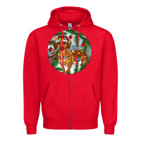 Red Dachshund Christmas Tree Zipper Hoodie - RanaPortraitStore