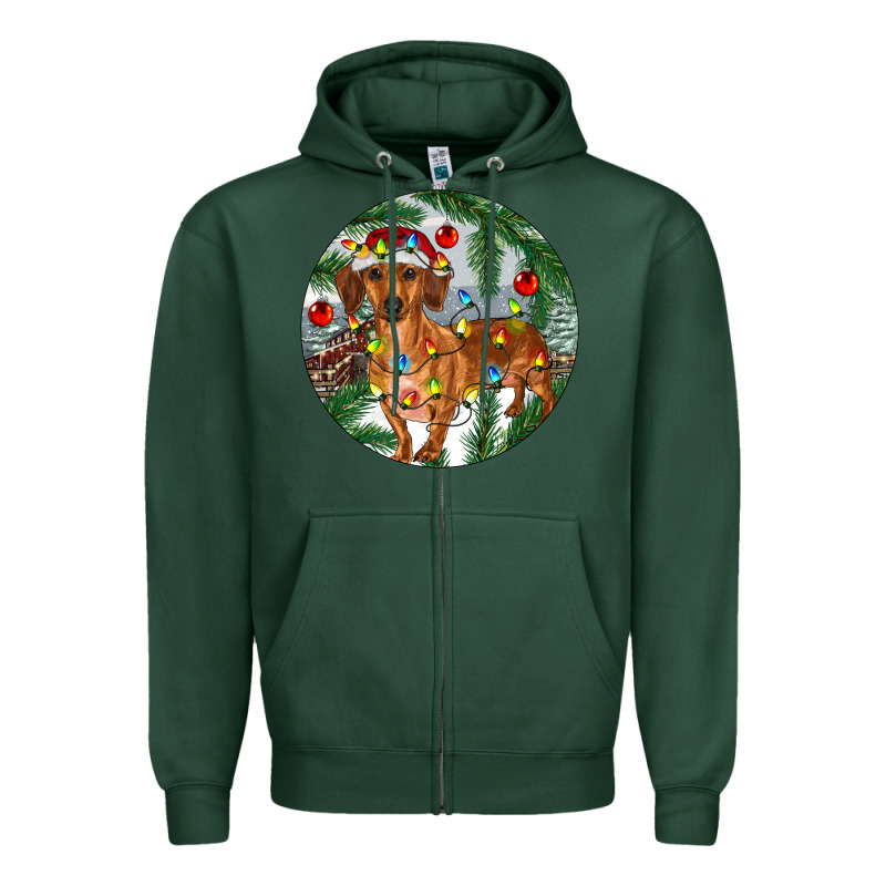Dachshund Christmas Tree Zipper Hoodie by RanaPortraitStore | Teevron