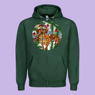 Zipper Hoodie Dachshund Christmas Tree