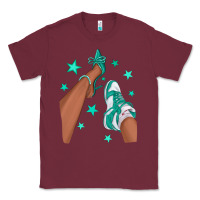 Burgundy Teal Afro Girl Sneakers and Heels Classic Tee - texasbilliewilder