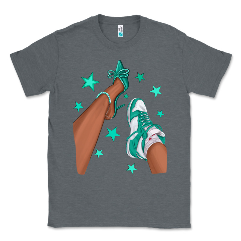 Teal Afro Girl Sneakers And Heels Classic Tee by texasbilliewilder | Teevron