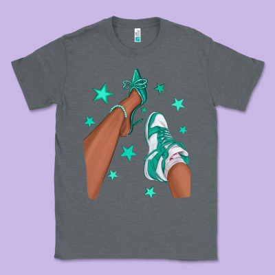 Teal Afro Girl Sneakers And Heels Classic Tee Designed By Texasbilliewilder