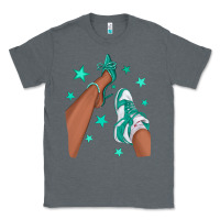 Charcoal Heather Teal Afro Girl Sneakers and Heels Classic Tee - texasbilliewilder