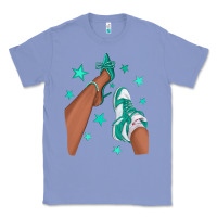 Colony Blue Teal Afro Girl Sneakers and Heels Classic Tee - texasbilliewilder